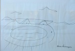 Oscar Niemeyer, `Croqui MAC` - Caneta hidrocolor sobre papel medindo 64 x 88 cm, a.c.i.d