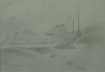 Tarsila do Amaral `Paisagem com casinhas e trem` - Grafite sobre Papel medindo 22 x 32, a.c.i.d