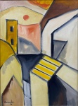 Aldo Bonadei, `Casarío` - Óleo sobre tela medindo 40 x 30 datado de 71, a.c.i.e