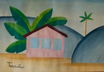 Tarsila do Amaral, `Paisagem com casinha ` - guache sobre papel medindo 21x30, a.c.i.e