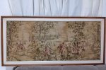 Raro Quadro Decorativo com Tapeçaria Estilo Gobelin anos 60  que Retrata uma cena Clássica de Cavalg