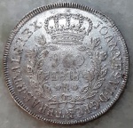 Brasil, Patacão, 960 Réis, 1818R, Rio de Janeiro. Variante Galhos Duplos GD 18A (Lupércio). Recunho 8 Reales, Potosí, 1791, Carolus IIII PR-1791. SIGN, G com rabicho. Prata