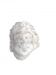 Fragmento de Escultura em Mármore  Cabeça esculpida em alto-relevo ,orifício de fixação. Pátina do tempo.