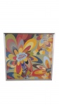 " WOODSTOCK  FLORAL"   adquirido " GALERIE "   de Belo Horizonte , REPRODUÇÃO ORIGINAL  , atribuido a Mary Calkins. Painel decorativo reprodução de composição floral abstrata em estilo Pop Art psicodélico. Multicolorido, emodurado  em perfil de alumínio prateado,medindo 1,00 x 1,00 cm
