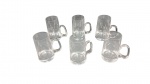 6 canecas para chopp em vidro translucido medindo  7,5 x 14 cm de altura.