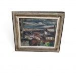 TADASHI KAMINAGAI (1904-1982)Vista de Belém, Óleo sobre tela. Assinado, localizado e datado "Belém 1953" no canto inferior esquerdo. Importante registro da fase amazônica do mestre nipo-brasileiro, retratando o casario e a zona portuária sob atmosfera expressionista. Moldura de época. Medidas: 65 x 80 cm.