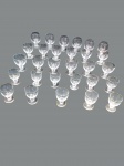SERVIÇO DE TAÇAS EM CRISTAL COM BRASÃO  CIA. COSTEIRA Conjunto composto por 30 peças em fino cristal , decoradas com gravação do brasão da Companhia Costeira e filetes dourados. Apresenta desgaste natural do tempo, desgaste no dourado e uma peça com quebra.