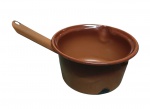 Pequena panela estilo Agata em metal esmaltado - 08x27x15 cm - com algumas lascas na base.