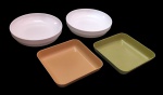GOYANA - Lote composto por 4 petisqueiras em melamina - 04x18 cm o maior e 03x15x15 cm o menor.