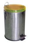 Cesto de lixo em inox com tampa em acrílico - 47x29 cm com riscos do uso.