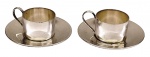 WOLFF - Par de suportes em metal com banho de prata - 03x07 cm o suporte e 10 diam o pires - leves desgastes no banho.