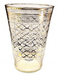 Vaso em cristal com douração - 26x18 cm - com lasca na borda externa e leves desgastes na douração.