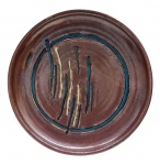 Prato decorativo em cerâmica pintada - 03x28 cm.