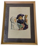 AUTOR NAO IDENTIFICADO - tecnica mista colada s/ papel 47x41 cm - emoldurado com moldura de madeira pintada com paspatur e vidro 63x47x04 cm - com pontos amarelados pela ação do tempo.