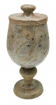 Taça com tampa em pedra sabão - 21x10 cm - tampa colada e com pequena lasca.