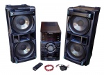 SONY - Conjunto de equipamento de som - sendo 2 caixas SS-GTR66H 61x30x35 cm, funcionando - e 1 sistema compacto HCD-GTR66, 36x23x50 cm, ligando, porém funcionalidades não testadas - acompanha acessórios conforme foto - controle não testado.