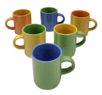 Conjunto com 6 xícaras de café em porcelana - cor dupla conforme fotos - 06x08 cm.