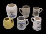 Lote composto por 6 pequenas canecas colecionaveis em porcelana - 08x06 cm a maior e 05x06 cm a menor