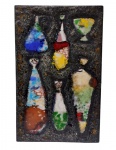 Autor não identificado - decorativo em cerâmica vitrificada decorada em alto relevo - 40x25x03 cm.