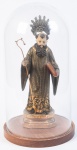 Magnífica imagem portuguesa de Santo Bento, século XIX, em madeira finamente entalhada, policromada