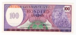 Cédula Suriname - 100 Guldens 1985 - P-128 FE - Monumento à Revolução Comunista de 24.02.1980.- Palácio presidencial da República.