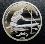 Moeda Palau - 5 Dólares 2006 - Km-447 Proof FC - Prata (.925) - 25 g - 38,8 mm - Comemorativa Jogos Olímpicos de 2008 - CORRIDA DE CAIAQUE E CANOA - Com Certificado na Cápsula Original.