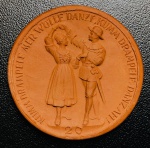 Notgeld Alemanha 1922 - 20 Mark 1922 Porcelana Marrom - 12 g - 42 mm - Schwäbisch Hall  - Dança.