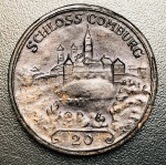 Notgeld Alemanha 1922 - 20 Mark 1922 Porcelana Preto - 12 g - 42 mm - Schwäbisch Hall  - Salão.