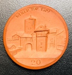 Notgeld Alemanha 1922 - 20 Mark 1922 Porcelana Marrom - 12 g - 42 mm - Comburg Weiler Tor.