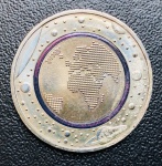 Rara - 5 Euros Alemanha 2016 Letra F Comemorativa Planeta Terra -  FC Série: zonas climáticas da Terra - Anel em polímero Azul - 27,25 mm. KM 348 - Com Certificado.
