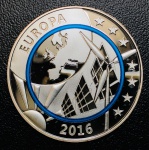 Rara Medalha Alemanha 2016 Prata (333/1000) - 14,66gr - 36mm - Anel De Polimero Azul - Edição Comemorativa Especial - Planeta Terra - Fontes De Energia - Europa ( Com Certificado ).