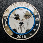 Rara Medalha Alemanha 2016 Prata (333/1000) - 14,66gr - 36mm - Anel De Polimero Azul - Edição Comemorativa Especial - Planeta Terra - Biodiversidade - Africa ( Com Certificado ).