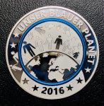 Rara Medalha Alemanha 2016 Prata (333/1000) - 14,66gr - 36mm - Anel De Polimero Azul - Edição Comemorativa Especial - Planeta Terra - Tesouros Da Umanidade - Planeta Azul ( Com Certificado ).