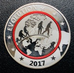 Rara Medalha Alemanha 2017 Prata (333/1000) - 14,66gr - 36mm - Anel De Polimero Vermelho - Edição Comemorativa Especial - Planeta Terra - Evolução Da Humanidade ( Com Certificado ).