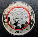 Rara Medalha Alemanha 2017 Prata (333/1000) - 14,66gr - 36mm - Anel De Polimero Vermelho - Edição Comemorativa Especial - Planeta Terra - Linguas Do Mundo ( Com Certificado ).