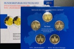 Blister com 5 Moedas 2 Euros Alemanha 2016 - Letras A, D, J, F, G - Proof Km-347 - Comemorativas Série: Estados alemães - Estado da Saxônia.