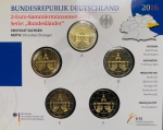Blister com 5 Moedas 2 Euros Alemanha 2016 - Letras A, D, J, F, G - Conjunto BU Km-347 - Comemorativas Série: Estados alemães - Estado da Saxônia.