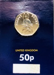 Moeda Reino Unido - 50 Pence 2018 - Km-1553 - Cobre-níquel - 8 g - 27,3 mm - Comemorativa As Histórias de Beatrix Potter - 3ª série - Coelhinha Flopsy.
