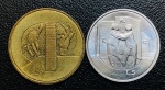 Lote com 2 Moedas San Marino 1976 Comemorativas - 5 Liras Série: Família Fome no mundo ( FAO ) - 2 Liras Série: Família Mãos - Todas FC
