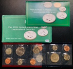 Set de Moedas Estados Unidos 1993 Letras P e D - 1 Dime, 1 Cent, 5 Cents, Quarter Dolar, Half Dolar + Token - ( total 10 Moedas + 2 Token ) - Lacrados.