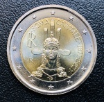 Moeda Itália - 2 Euros 2021 - Bimetálica - 8,5gr - 25,75mm FC - Km-452 - Edição Comemorativa 150º Aniversário da Proclamação de Roma como capital da Itália.