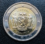 Moeda Lituânia - 2 Euros 2019 - Bimetálica - 8,5gr - 25,75mm FC - Km-247 - Edição Comemorativa Samogitia - Série: Regiões Etnográficas da Lituânia.