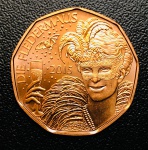 Moda Áustria  5 Euros 2015 - Cobre - 8,9 g - 28,5 mm FC - Km-3237 - Edição Comemorativa Ano Novo: O Bastão e a Bola da Opereta - Série: Monnaie du nouvel na.