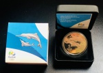 Brasil - Estojo Completo com Moeda 5 Reais 2014 P-755 Fauna - Comemorativa Jogos Olímpicos Rio 2016 - Ciclismo / Toninhas - Prata .925 - com Certificado Proof FC