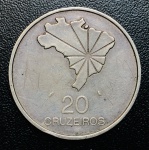 Moeda do Brasil - 20 Cruzeiros 1972 - P-724 - Prata (0,900) - 18,04 g - 34,1mm - Edição comemorativa 150º Aniversário da Independência do Brasil - ( tentativa de furo )