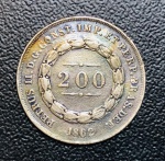 Moeda do Brasil - 200 Reis 1862 - P-580 - 2º Tipo - Prata (.917) - 2,5 g - 19,9 mm - Imperio D. Pedro II - Excelente Conservação
