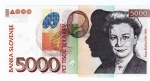 Cédula Estrangeira - Eslovênia 5000 Tolarjev 2002 P-33a FE - intora Ivana Kobilca.
