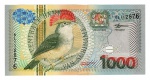 Cédula Estrangeira - Suriname - 1000 Gulden 2000 P-151 FE - Edição de 2000 `Pássaros` - Papa Moscas Real.