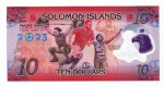 Cédula Estrangeira - Ilhas Salomão 10 Dólares 2023 P-39 Polimero FE - Edição Comemorativa 17º. Jogos do Pacífico em Honiara.