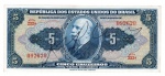 Cédula Brasil - 5 Cruzeiros Autografada 1943 C-017 Serie Nº 233 Sob ++ Barão Do Rio Branco.
